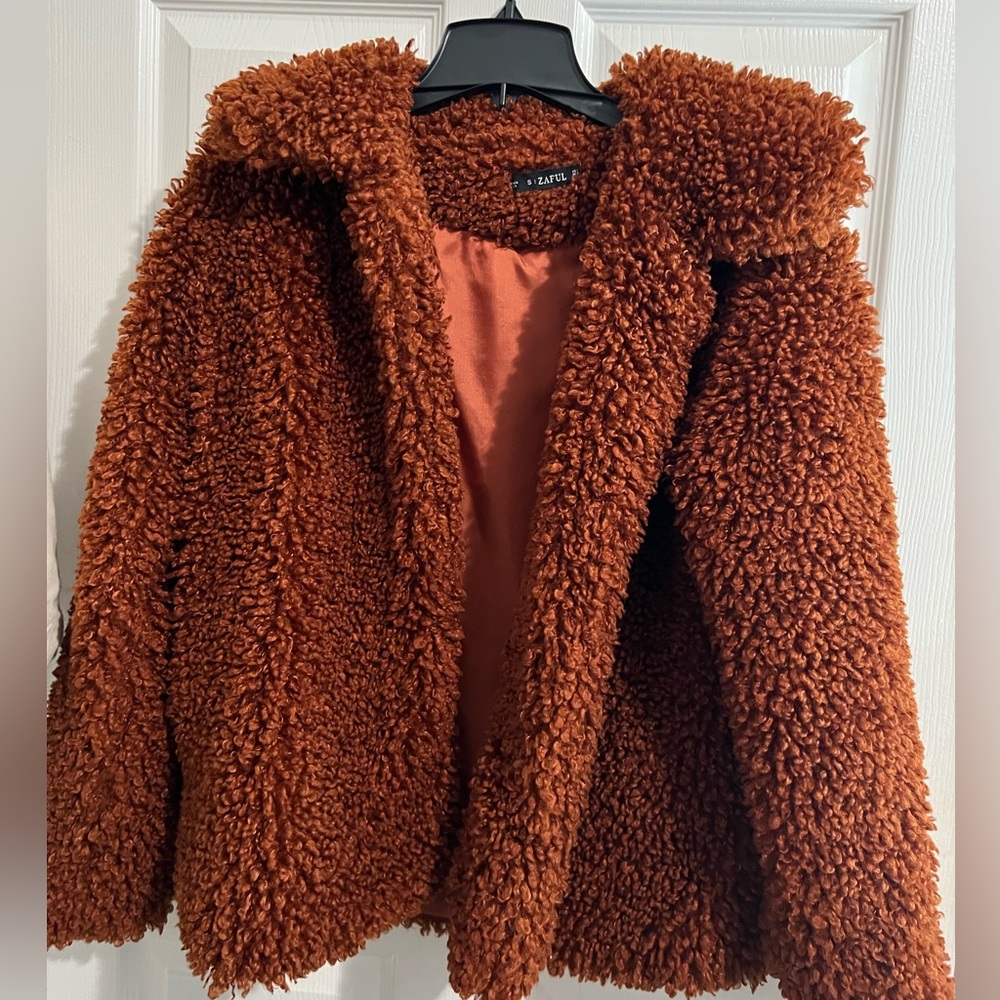 Furry coat size small fits s/m